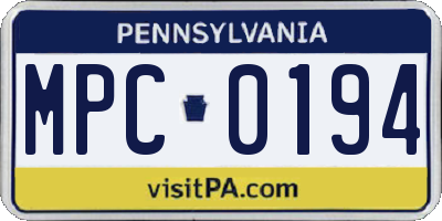 PA license plate MPC0194