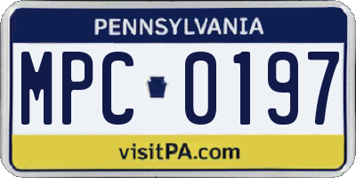 PA license plate MPC0197