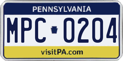 PA license plate MPC0204