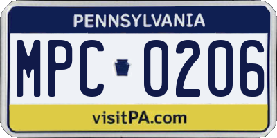PA license plate MPC0206