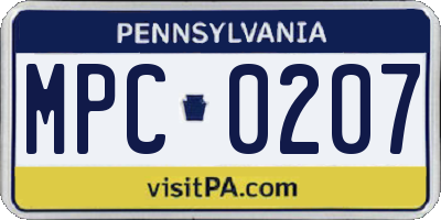 PA license plate MPC0207