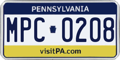 PA license plate MPC0208