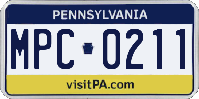 PA license plate MPC0211