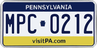 PA license plate MPC0212