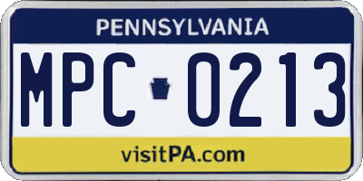 PA license plate MPC0213