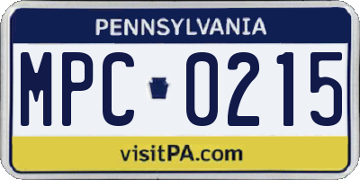PA license plate MPC0215