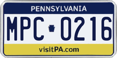 PA license plate MPC0216