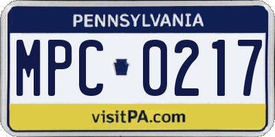 PA license plate MPC0217