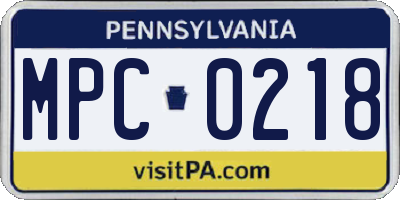 PA license plate MPC0218