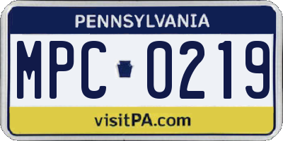 PA license plate MPC0219