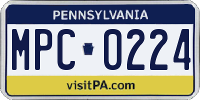 PA license plate MPC0224