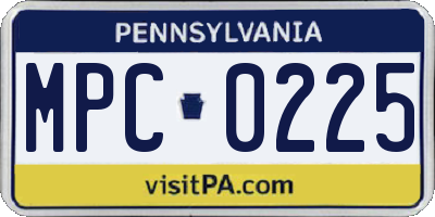 PA license plate MPC0225