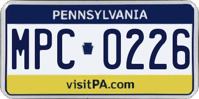 PA license plate MPC0226