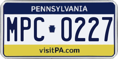 PA license plate MPC0227