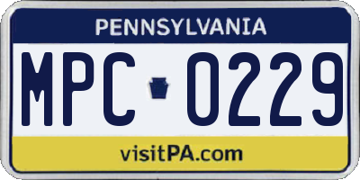 PA license plate MPC0229