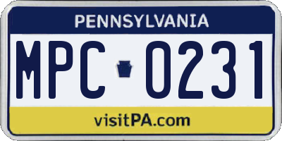 PA license plate MPC0231