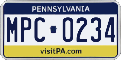 PA license plate MPC0234