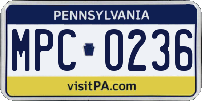 PA license plate MPC0236
