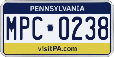 PA license plate MPC0238