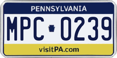 PA license plate MPC0239