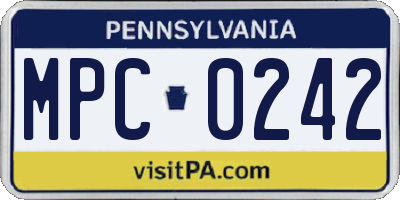 PA license plate MPC0242