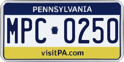 PA license plate MPC0250