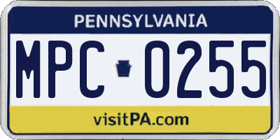 PA license plate MPC0255
