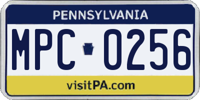 PA license plate MPC0256