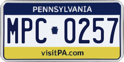 PA license plate MPC0257