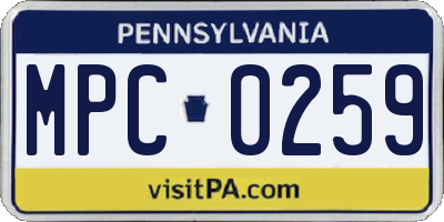 PA license plate MPC0259