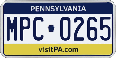 PA license plate MPC0265