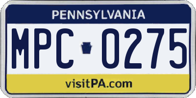 PA license plate MPC0275