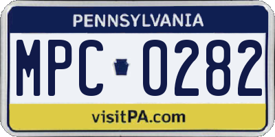PA license plate MPC0282