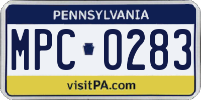 PA license plate MPC0283