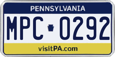 PA license plate MPC0292