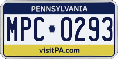 PA license plate MPC0293