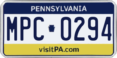 PA license plate MPC0294