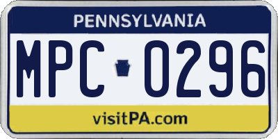 PA license plate MPC0296