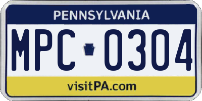PA license plate MPC0304