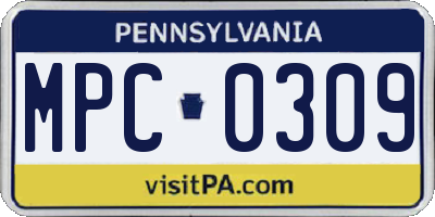 PA license plate MPC0309