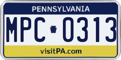 PA license plate MPC0313