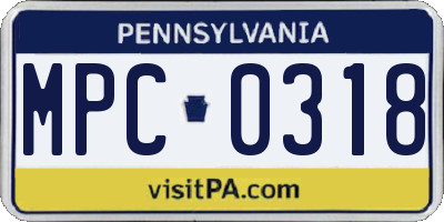 PA license plate MPC0318