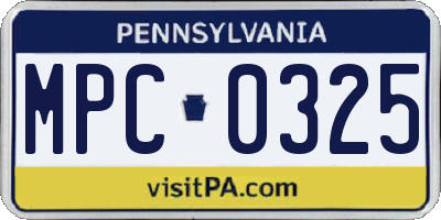 PA license plate MPC0325