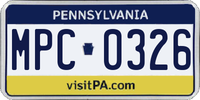 PA license plate MPC0326