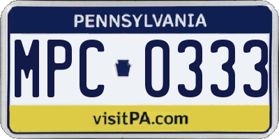 PA license plate MPC0333