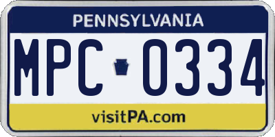 PA license plate MPC0334