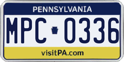 PA license plate MPC0336