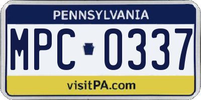 PA license plate MPC0337