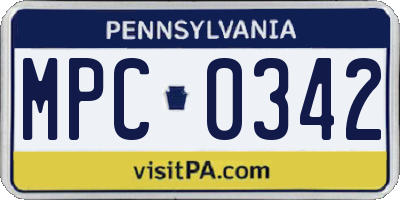 PA license plate MPC0342