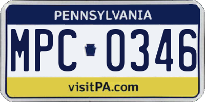 PA license plate MPC0346